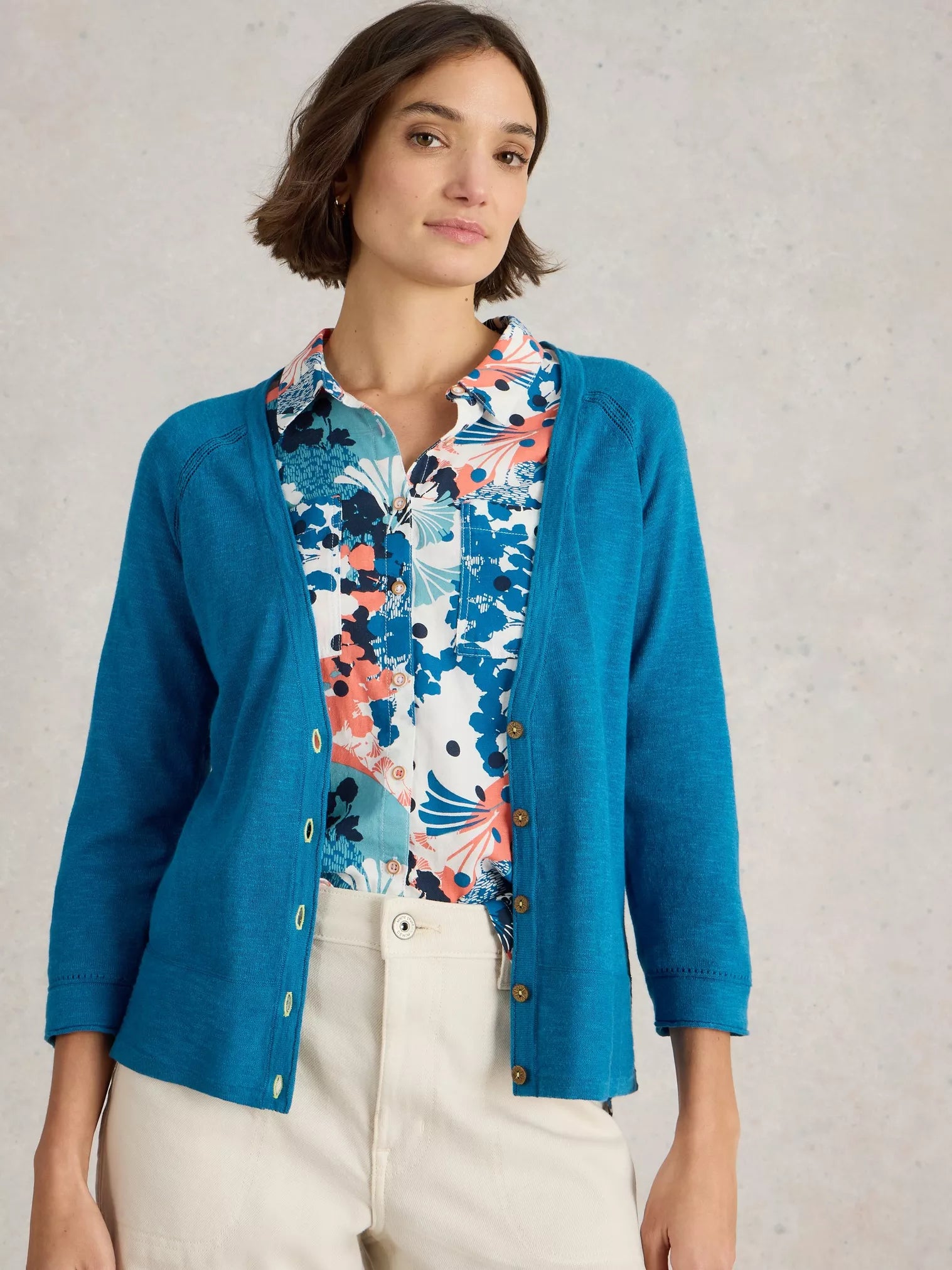 White Stuff Cardigan Naria Linen Blend