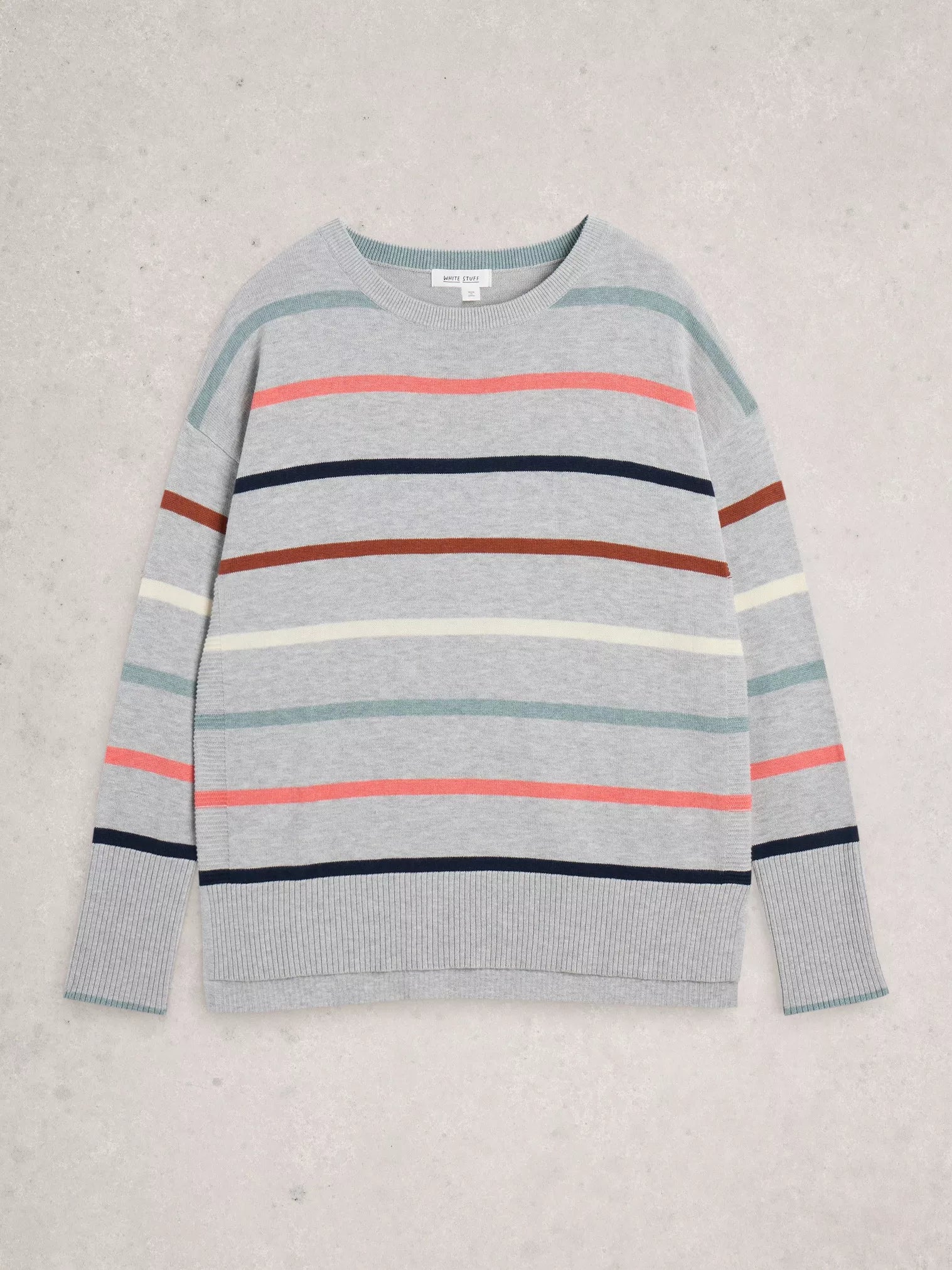 White Stuff Sweater Olive Striped