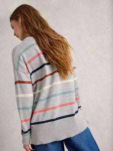 White Stuff Sweater Olive Striped